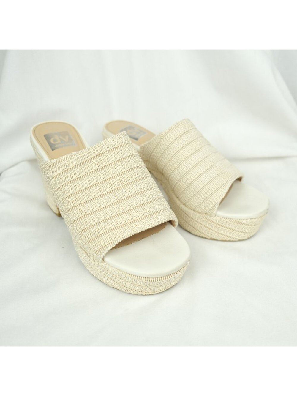 Dolce Vita Ladin Platform Slide Sandal Woven Beige Size 9 Boho Chic